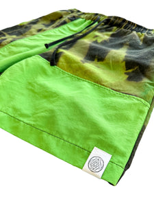 GREEN NYLON PATCHWORK SHORTS (Medium)