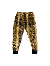 Load image into Gallery viewer, GOLD VELVET PYTHON JOGGERS (S-2XL)