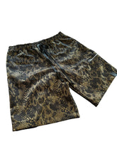 Load image into Gallery viewer, BLACK AND GOLD PYTHON SHORTS (M and XL)
