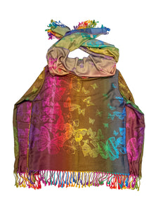 BROWN AND CREAM BUTTERFLY PASHMINA JACKET