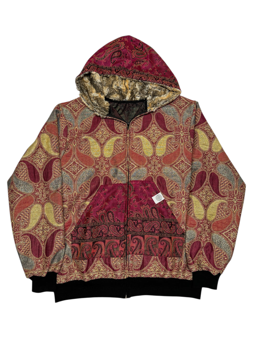MERLOT PAISLEY PASHMINA HOODIE (Large)