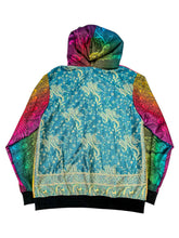 Load image into Gallery viewer, One of a Kind Rainbow Peacock and Blue Paisley Pashmina Jacket (2XL)
