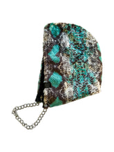 Load image into Gallery viewer, TEAL PYTHON FUR HOOD w/ CHAIN