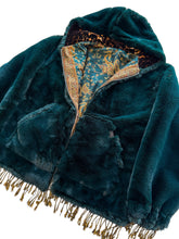 Load image into Gallery viewer, REVERSIBLE MIDNIGHT TEAL AND PASHMINA JACKET (Large)