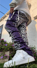 Load image into Gallery viewer, PURPLE LEOPARD STACK PANTS (Mens Sizes)