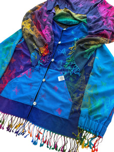 Blue Butterfly Pashmina Jacket (Large)