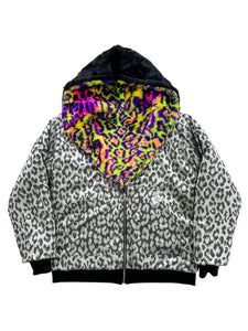 One of a kind SILVER PSYCHEDELIC LEOPARD Jacket (Large)