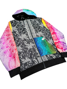 One of a Kind Black Paisley and Peacock Pashmina Jacket (2XL)