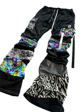 Load image into Gallery viewer, One of a Kind NEON BLOOM Patchwork Stack Pants (Large 32-34&quot;)