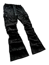 Load image into Gallery viewer, One of a Kind BLACK VELVET PAISLEY Stack Pants (medium 30-32”)