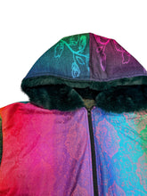 Load image into Gallery viewer, One of a Kind Rainbow Peacock and Blue Paisley Pashmina Jacket (2XL)