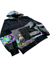 Load image into Gallery viewer, One of a Kind NEON BLOOM Patchwork Zip Up Hoodie (Large)