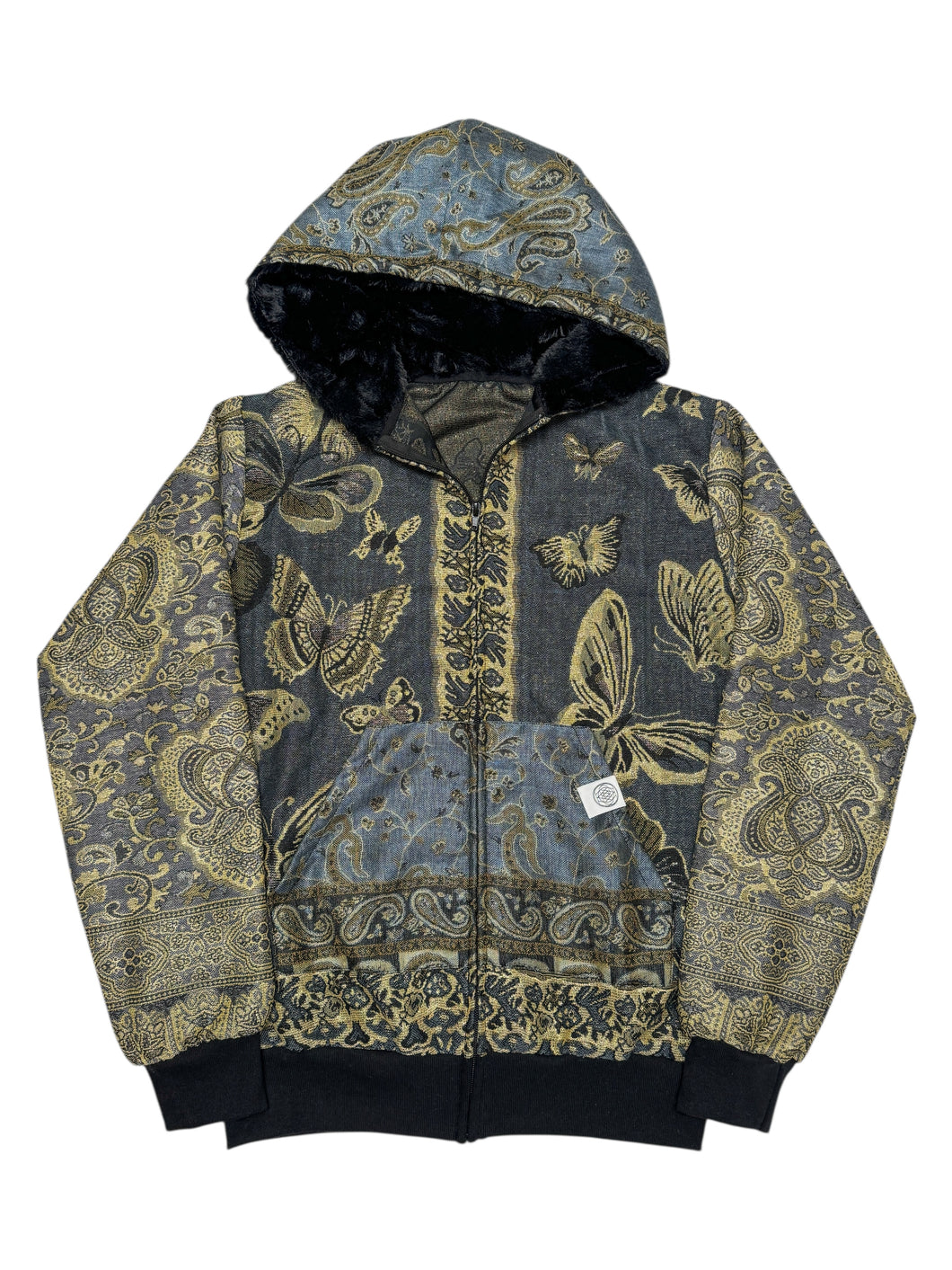 GREY BUTTERFLY PASHMINA HOODIE (Small)