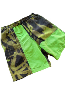 GREEN NYLON PATCHWORK SHORTS (Medium)