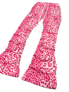 PINK AND WHITE LEOPARD STACK PANTS (Womens sizes)