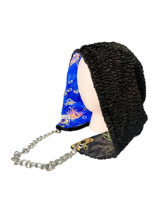SPLIT BLOSSOM BROCADE HOOD w/ CHAIN