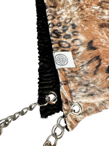 CHAMPAGNE LEOPARD VELVET HOOD w/ CHAIN