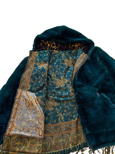 REVERSIBLE MIDNIGHT TEAL AND PASHMINA JACKET (Large)