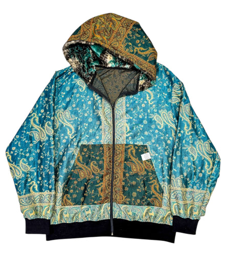 One of a Kind Teal Druid Paisley Pashmina Jacket (XL)