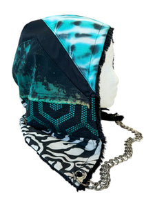 One of a Kind TEAL VORTEX Hood w/ Chain
