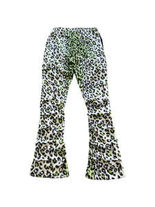 SLIME GREEN LEOPARD STACK PANTS (Small)