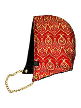 Load image into Gallery viewer, RED PAISLEY BROCADE HOOD w/ CHAIN
