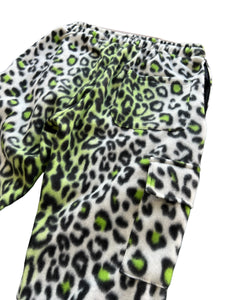 SLIME GREEN LEOPARD STACK PANTS (Small)