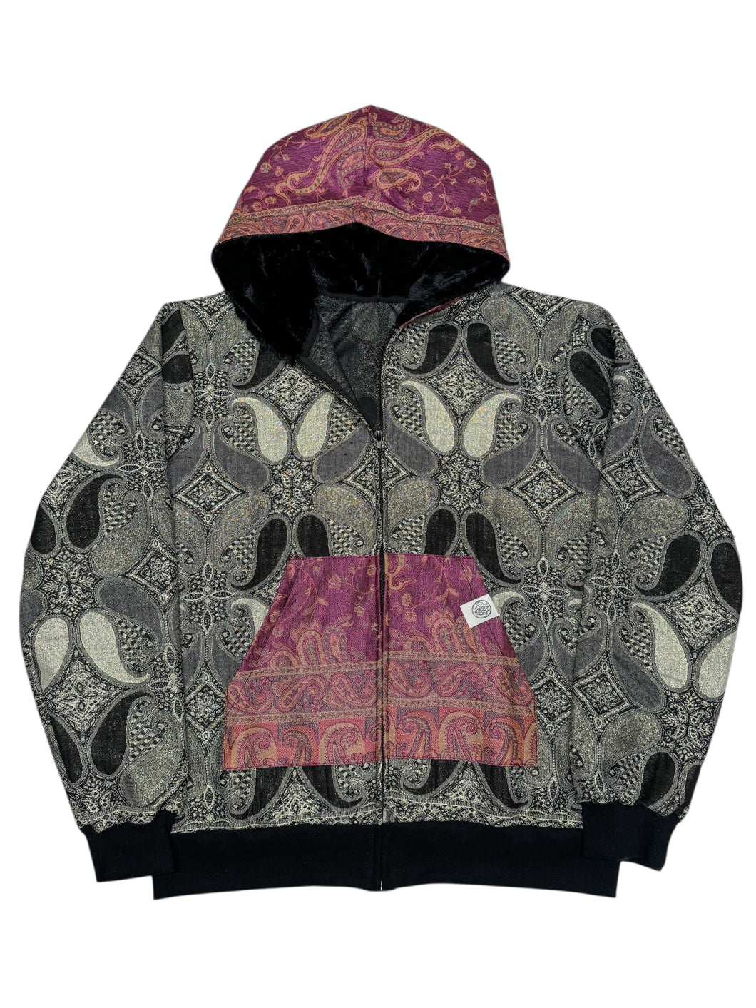 BLACK PEARL PAISLEY PASHMINA HOODIE (Medium)