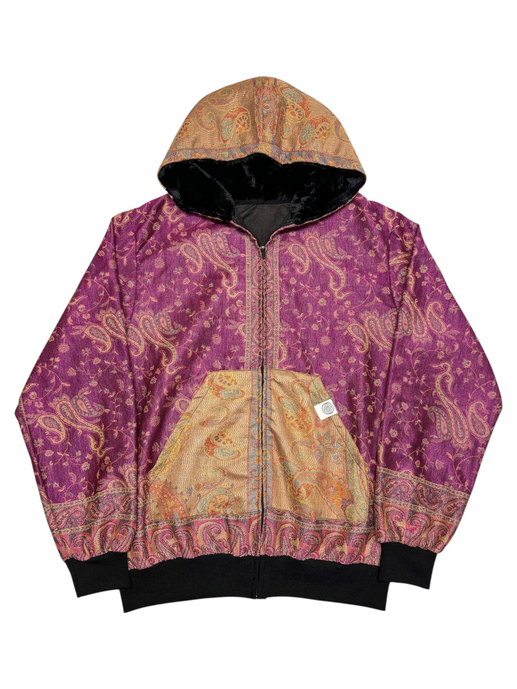 IMPERIAL AMETHYST PAISLEY PASHMINA HOODIE (Large)