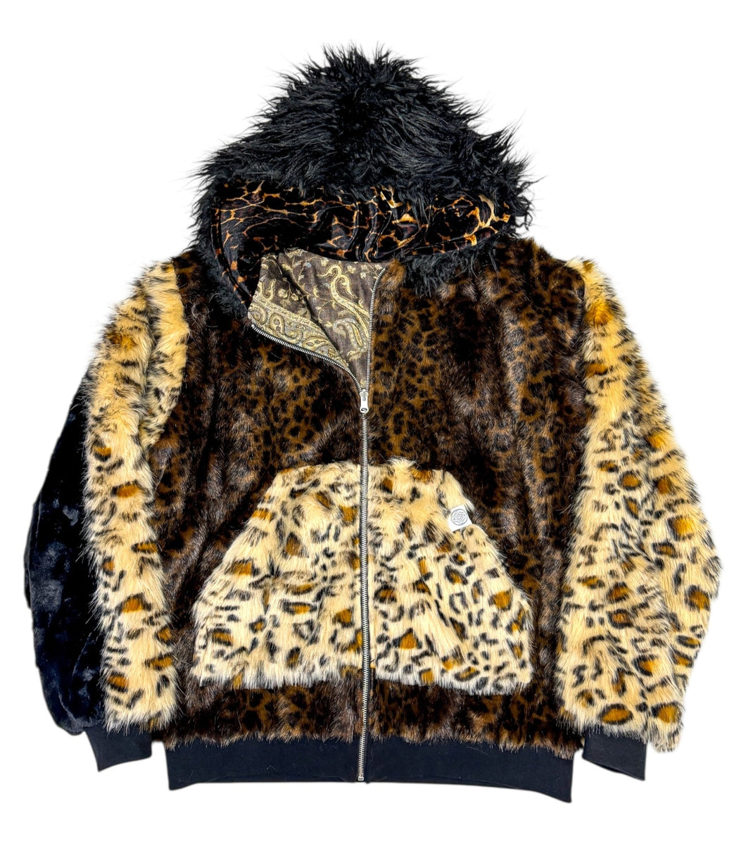 In the Wild Reversible Patchwork Fur and Pashmina Jacket (Large)