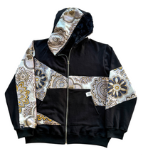 Load image into Gallery viewer, One of a Kind VELVET MANDALA PATCHWORK Zip Up Hoodie (XL)