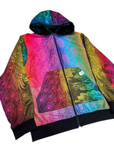 Load image into Gallery viewer, One of a Kind Rainbow Peacock and Blue Paisley Pashmina Jacket (2XL)