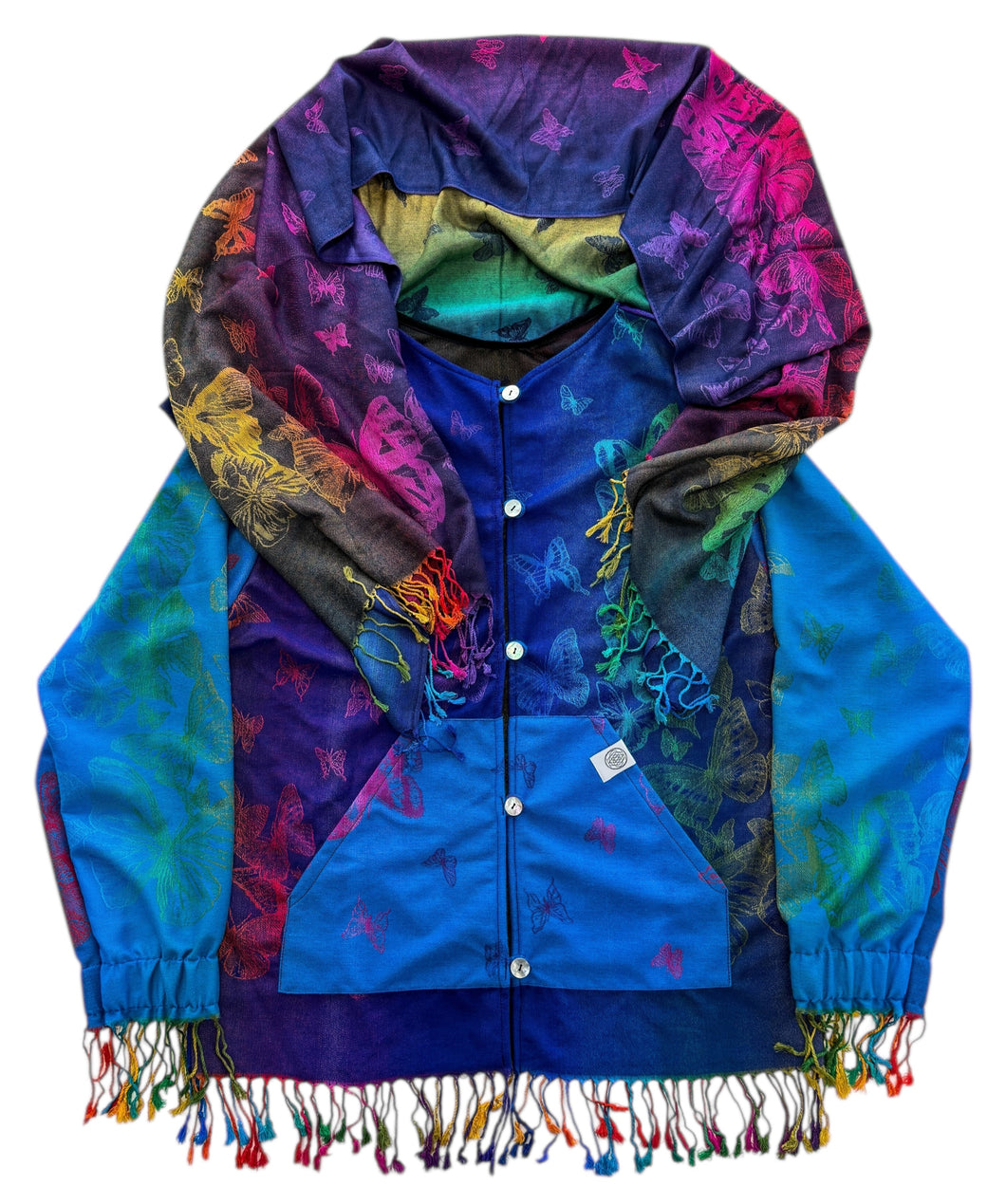 Blue Butterfly Pashmina Jacket (Large)