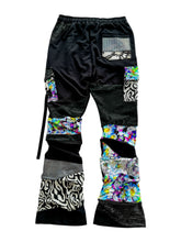 Load image into Gallery viewer, One of a Kind NEON BLOOM Patchwork Stack Pants (Large 32-34&quot;)
