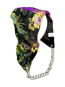 SPLIT BLOSSOM BROCADE HOOD w/ CHAIN