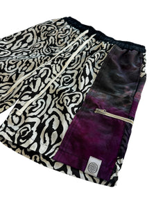 One of a Kind PURPLE VORTEX PATCHWORK SHORTS (Medium)