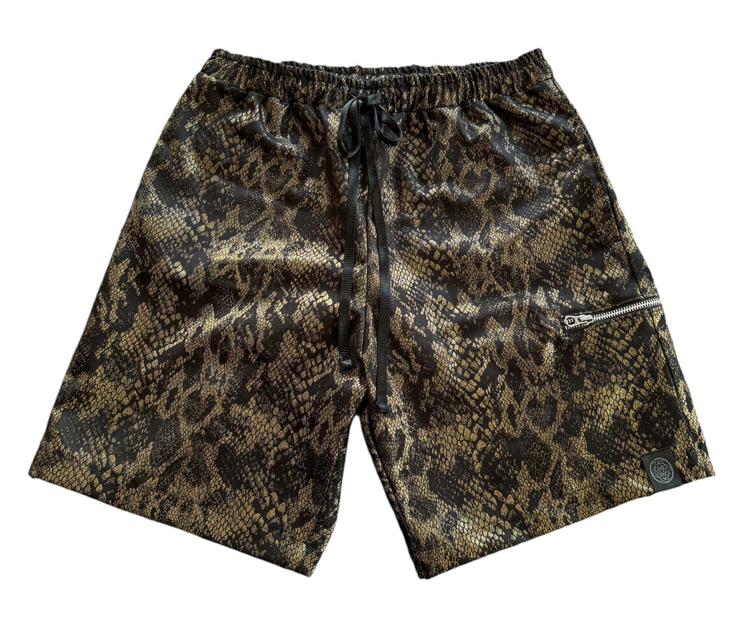 BLACK AND GOLD PYTHON SHORTS (M and XL)