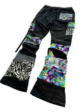 Load image into Gallery viewer, One of a Kind NEON BLOOM Patchwork Stack Pants (Large 32-34&quot;)