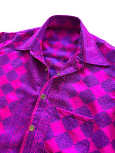 Limited Edition - PURPLE AND PINK BROCADE BUTTON UP (S-2XL)