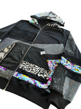 Load image into Gallery viewer, One of a Kind NEON BLOOM Patchwork Zip Up Hoodie (Large)