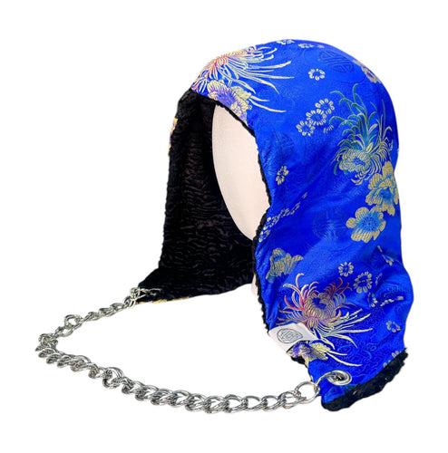 SPLIT BLOSSOM BROCADE HOOD w/ CHAIN