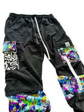 Load image into Gallery viewer, One of a Kind NEON BLOOM Patchwork Stack Pants (Large 32-34&quot;)