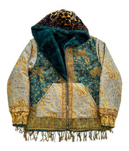 Load image into Gallery viewer, REVERSIBLE MIDNIGHT TEAL AND PASHMINA JACKET (Large)