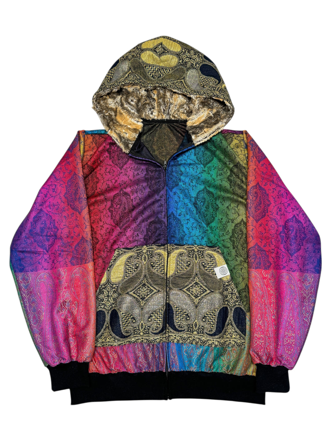 ROYAL RAINBOW PAISLEY PASHMINA HOODIE (XL)