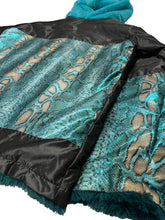 Load image into Gallery viewer, One of Kind - REVERSIBLE TEAL FUR JACKET (Large)