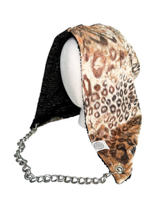 CHAMPAGNE SPLIT LEOPARD HOOD w/ CHAIN