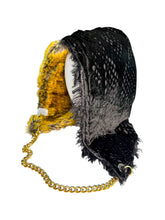 Load image into Gallery viewer, SPLIT GOLD AND BLACK FUR HOOD w/ CHAIN