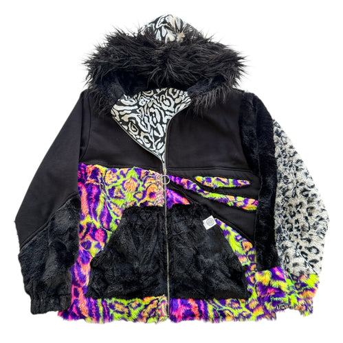 One of a Kind ACID CLAW PATCHWORK FUR JACKET (Large)