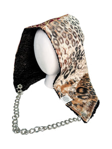 CHAMPAGNE SPLIT LEOPARD HOOD w/ CHAIN