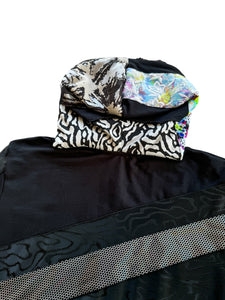 One of a Kind NEON BLOOM Patchwork Zip Up Hoodie (Large)